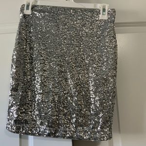 Silver sequin mini skirt